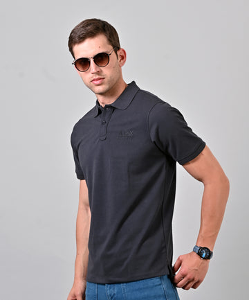 Dark Grey Short Sleeve Polo T-Shirt