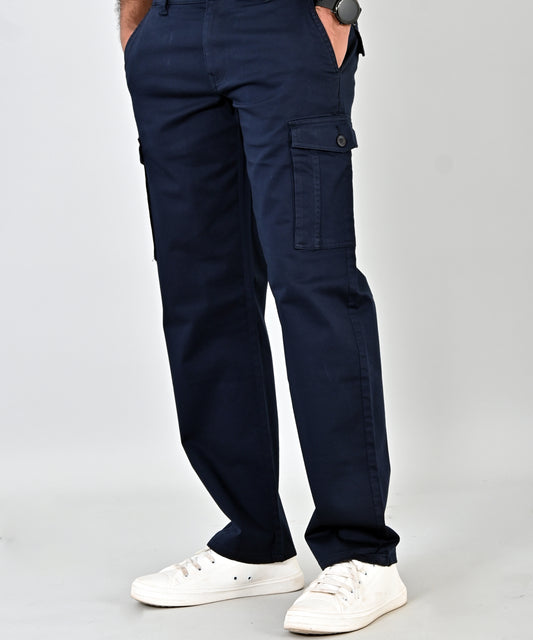 Navy Cotton Cargo Pant