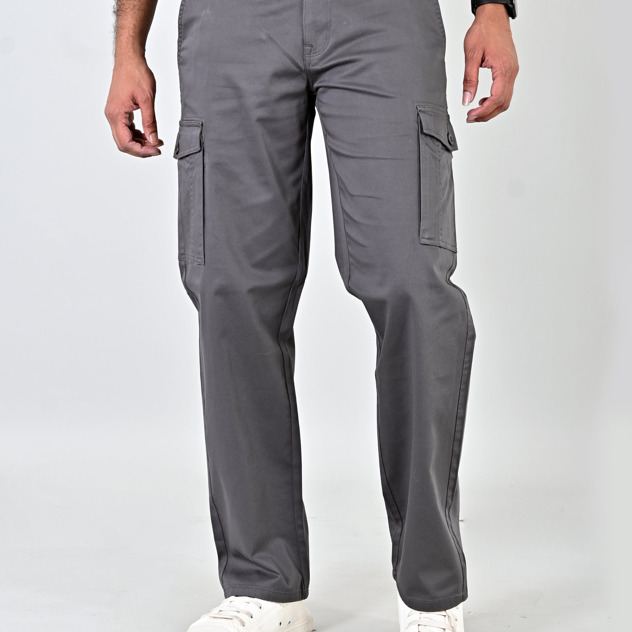 Lt Grey Cotton Cargo Pant