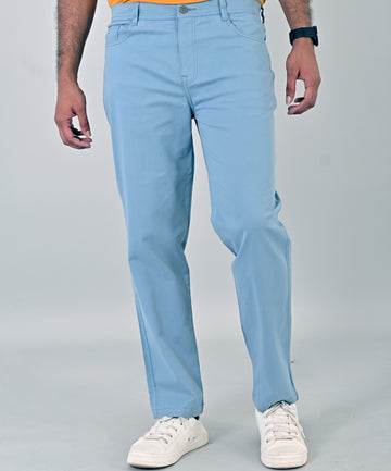 Sky Blue Loose Fit Trouser