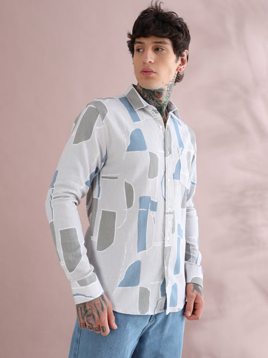 IMPORTED DIGITAL GREY PRINTED SHIRT
