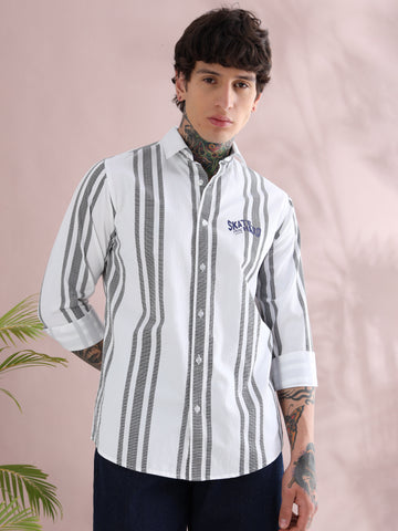 CORDUROY STRIPED BUTTON DOWN COLLAR SHIRT