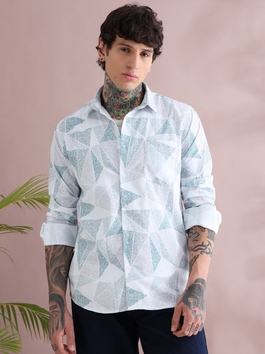 IMPORTED PRINTED BUTTON DOWN COLLAR SHIRT
