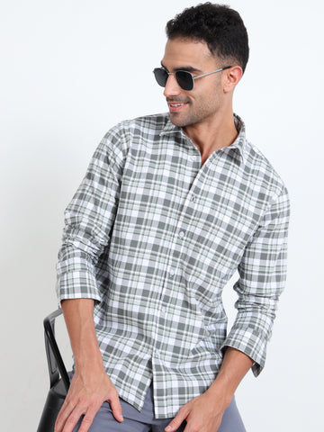 OXFORD LIGHT GREEN CHECKERED SHIRT