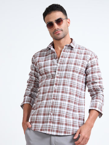 OXFORD BROWN CHECKERED SHIRT