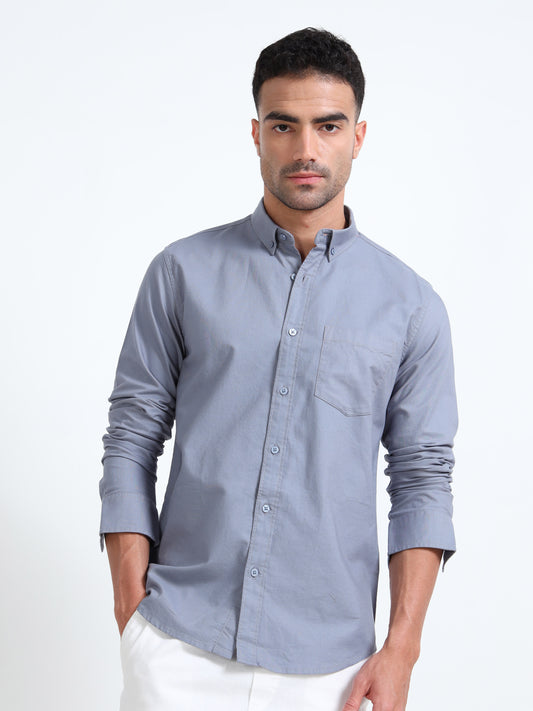 MATTY OXFORD LIGHT GRAY PLAIN  SHIRT