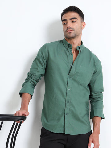 MATTY OXFORD SAGE GREEN PLAIN  SHIRT