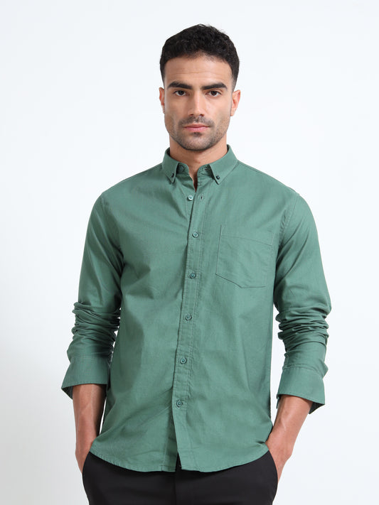 MATTY OXFORD SAGE GREEN PLAIN  SHIRT