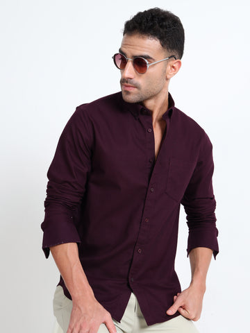 MATTY OXFORD MAROON PLAIN  SHIRT