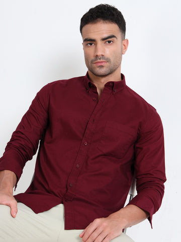 MATTY OXFORD MAROON PLAIN  SHIRT
