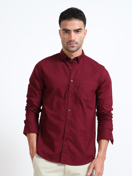 MATTY OXFORD MAROON PLAIN  SHIRT