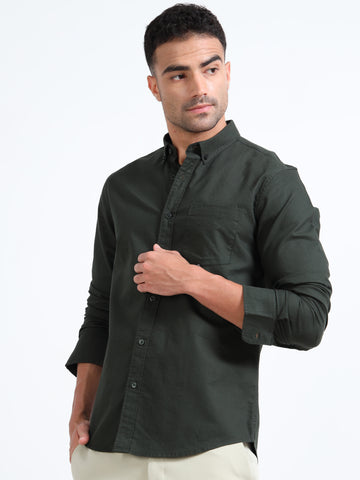 MATTY OXFORD GREEN PLAIN  SHIRT