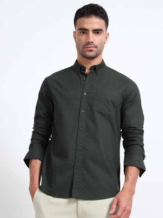 MATTY OXFORD GREEN PLAIN  SHIRT