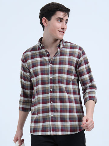 OXFORD CHECKERED MARRON SHIRT