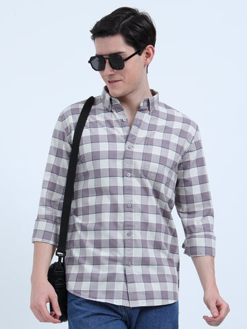 OXFORD CHECKERED BEIGE SHIRT