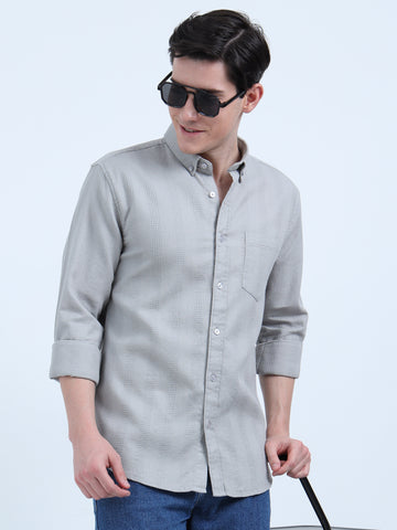 DOBBY LIGHT GRAY PLAIN  SHIRT