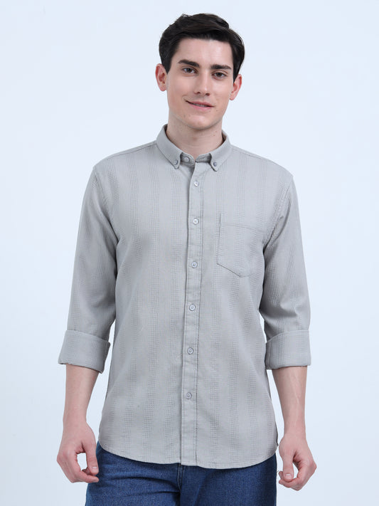DOBBY LIGHT GRAY PLAIN  SHIRT