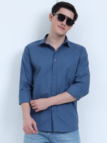 MATTY OXFORD AIR FORCE BLUE PLAIN  SHIRT