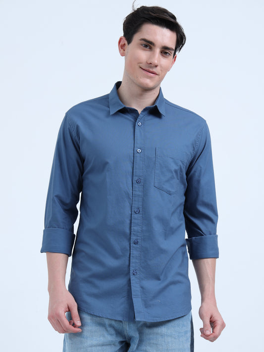 MATTY OXFORD AIR FORCE BLUE PLAIN  SHIRT