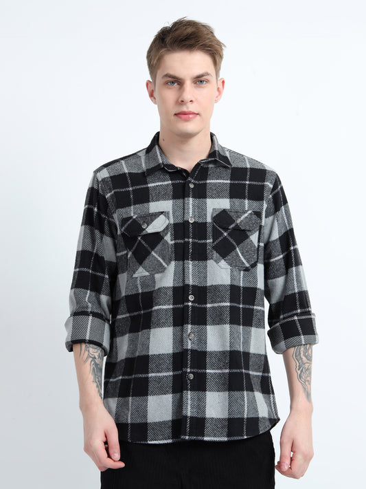 BRUSHED DOBBY DOUBLE POCKET SHIRT