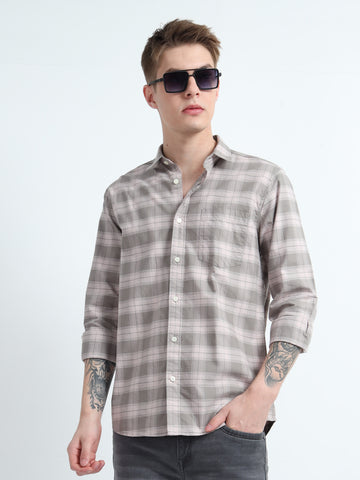 OXFORD PEACH CHECKERED SHIRT