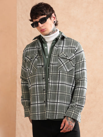 IMPORTED MELANGE GREEN CHECKED SHIRT
