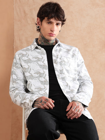 IMPORTED DOBBY PRINTED GREY SHIRT