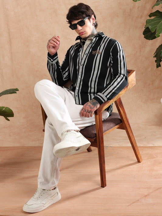 CORDUROY STRIPED BUTTON DOWN COLLAR SHIRT