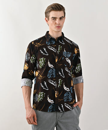 Corduroy Brown Printed Shirt