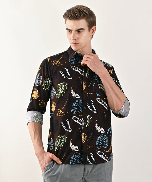 Corduroy Brown Printed Shirt