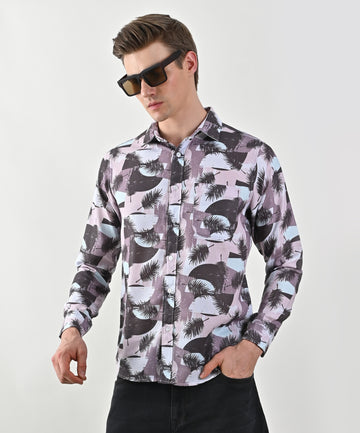 Dobby Brown Printed Shirt