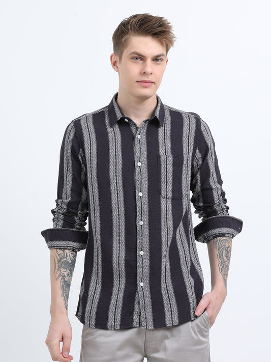 DOBBY STRIPED GRAY SHIRT