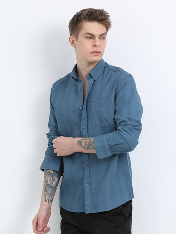 DOBBY AIR FORCE BLUE  PLAIN  SHIRT