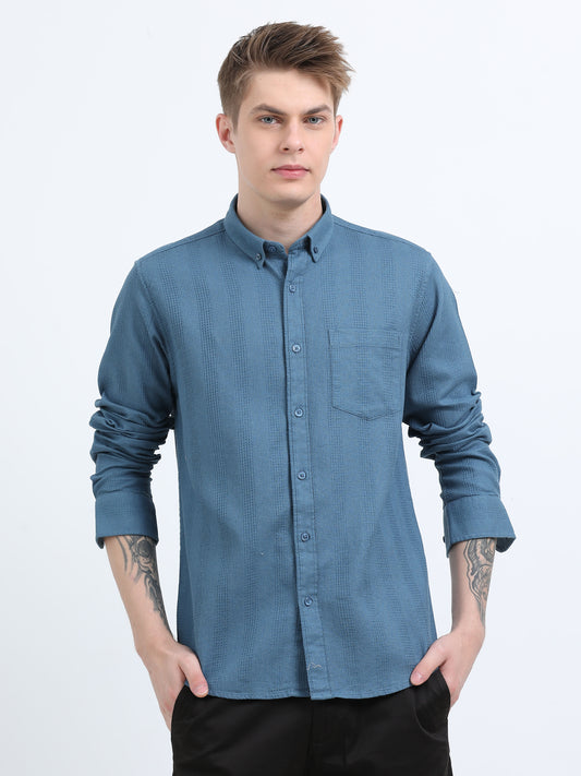 DOBBY AIR FORCE BLUE  PLAIN  SHIRT