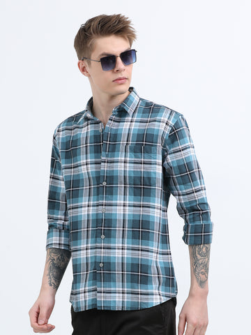 OXFORD CHECKERED BLUE SHIRT
