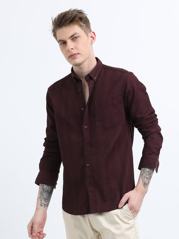 DOBBY MAROON PLAIN  SHIRT
