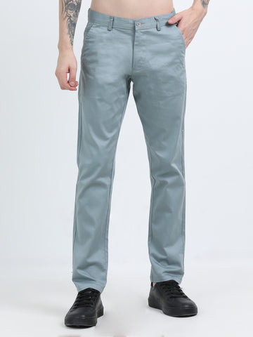 STRETCH LIGHT GREY COLOUR COTTON PANT