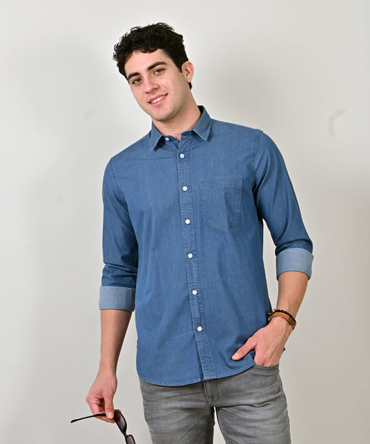 Mid Blue Denim Shirt