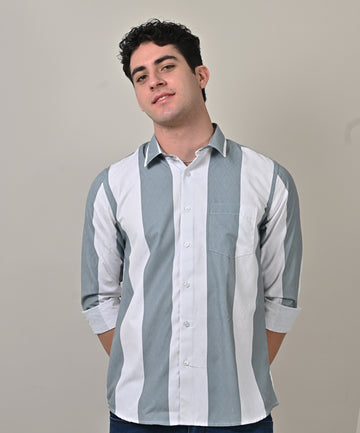 Crochet Printed Stripes Shirt