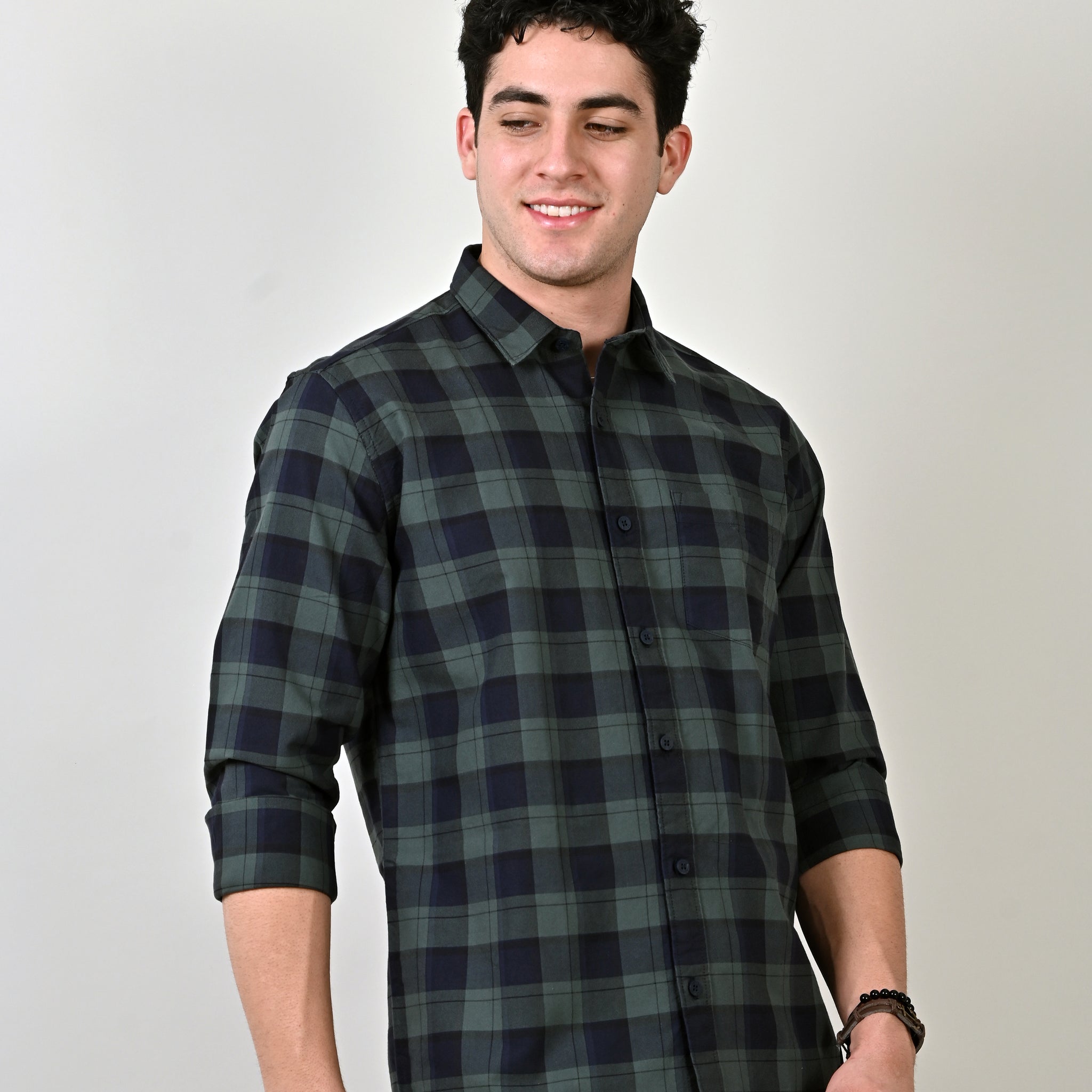 Green Oxford Checkered Shirt