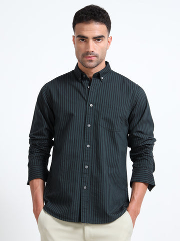 DYED OXFORD GREEN STRIPED SHIRT
