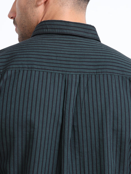DYED OXFORD GREEN STRIPED SHIRT
