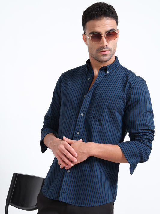 DYED OXFORD BLUE STRIPED SHIRT