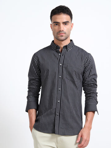 DYED OXFORD BLACK STRIPED SHIRT