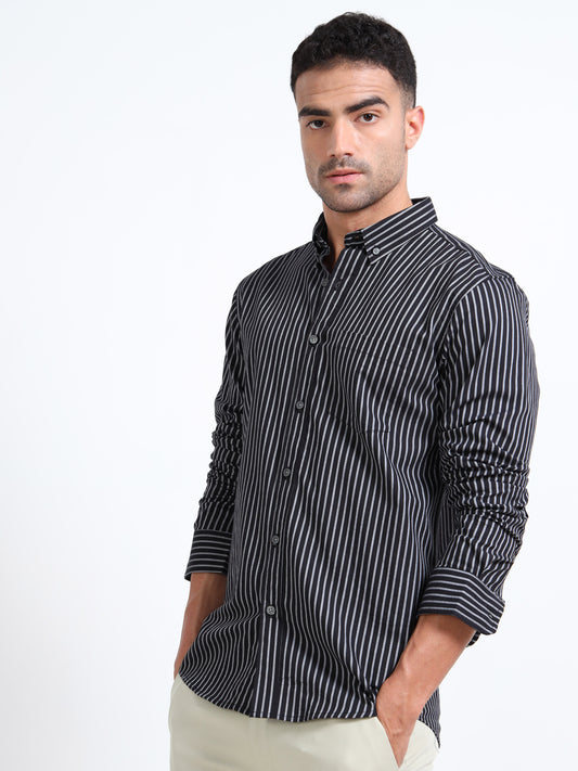 DYED OXFORD BLACK STRIPED SHIRT