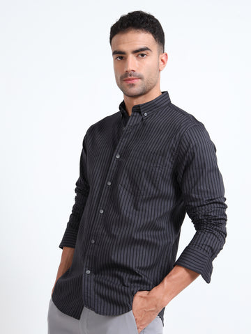 DYED OXFORD GRAY STRIPED SHIRT