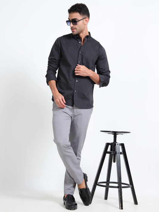 DYED OXFORD GRAY STRIPED SHIRT