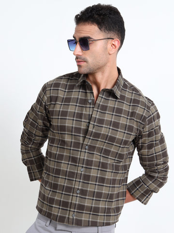 OXFORD OLIVE CHECKERED SHIRT