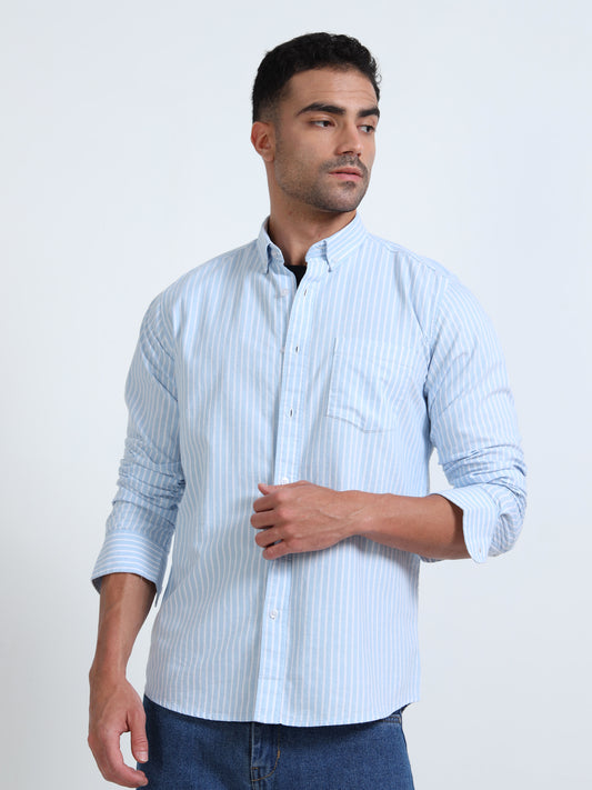 YARN DYED OXFORD BLUE STRIPED SHIRT