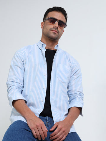 YARN DYED OXFORD BLUE STRIPED SHIRT